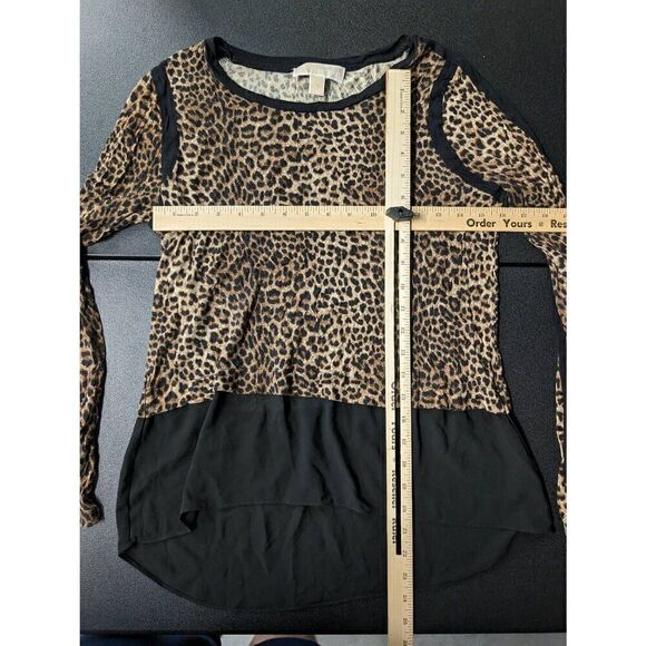 MICHAEL Michael Kors Chiffon-Hem Leopard-Print Top Brown Women's Size Medium - Picture 5 of 5
